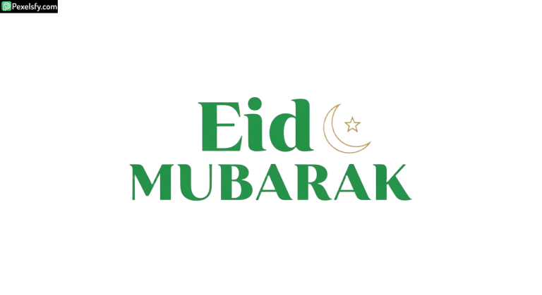 Eid Mubarak greeting with crescent moon isolated on transparent background (1)