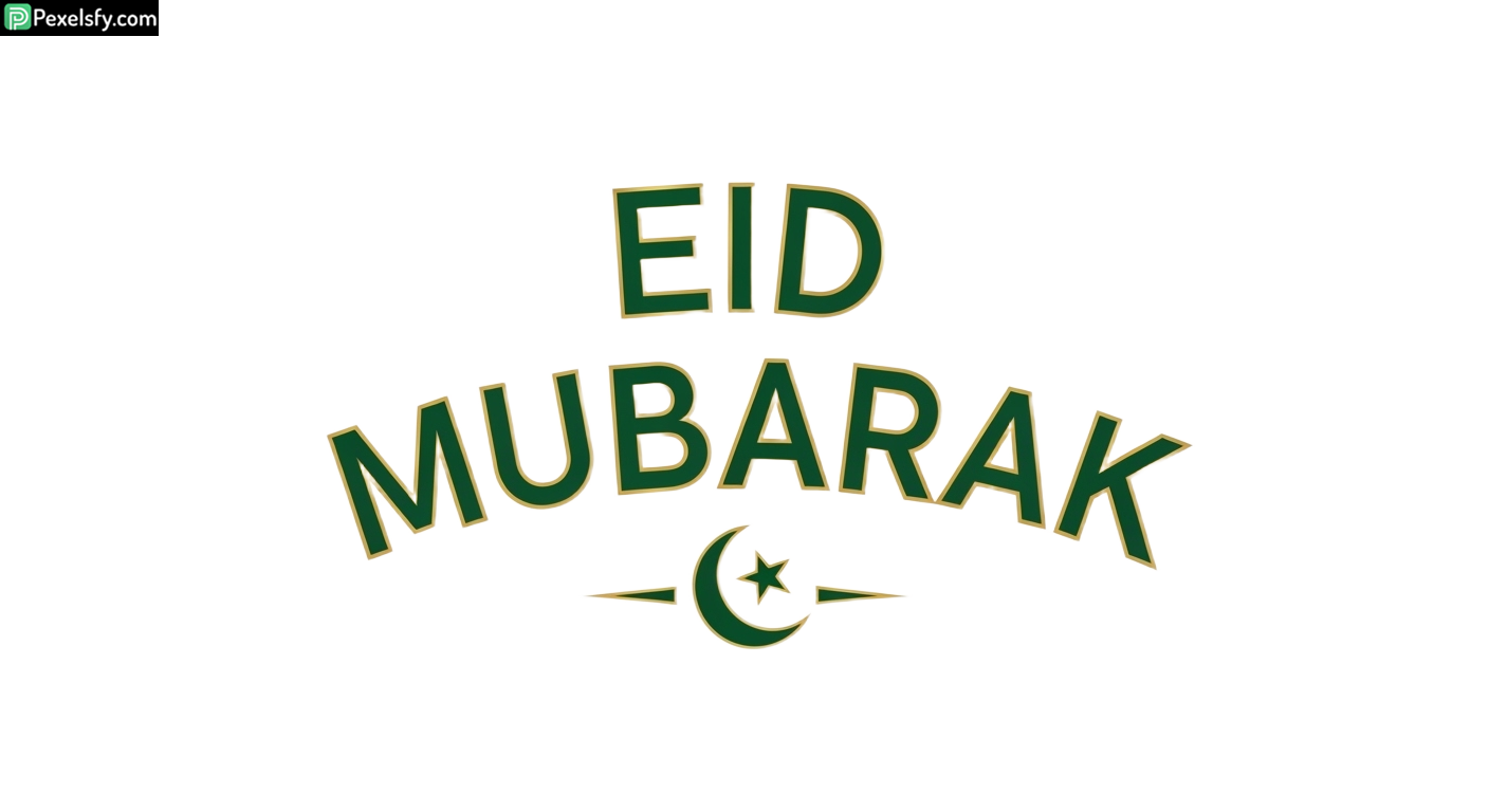 Eid Mubarak greeting with crescent moon isolated on transparent background (10)