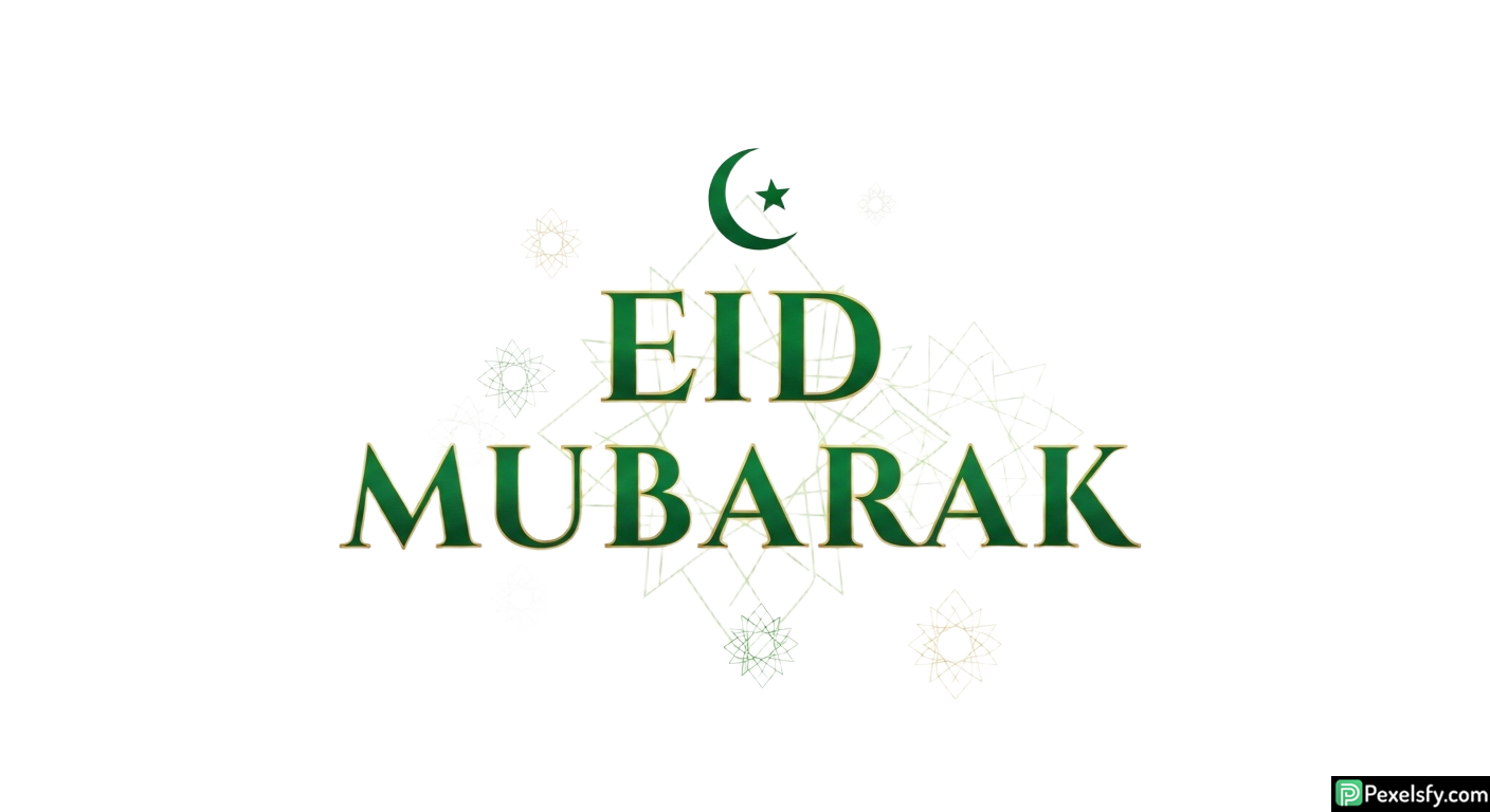 Eid Mubarak greeting with crescent moon isolated on transparent background (11)