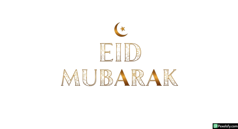 Eid Mubarak greeting with crescent moon isolated on transparent background (12)
