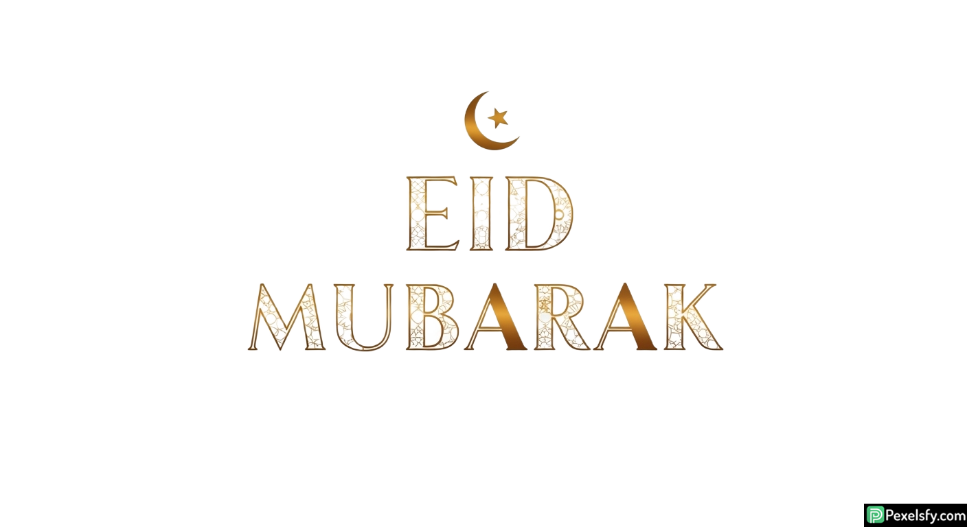 Eid Mubarak greeting with crescent moon isolated on transparent background (12)