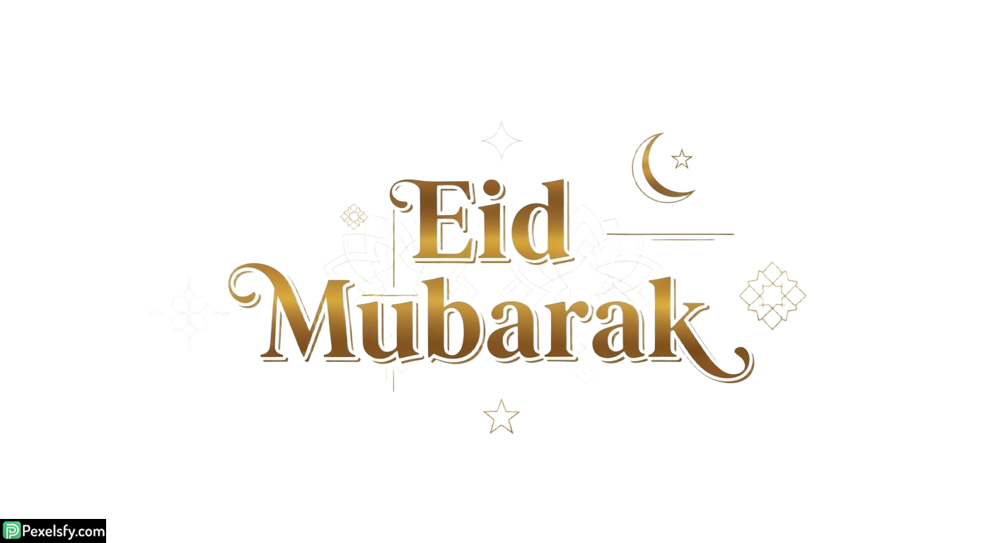Eid Mubarak greeting with crescent moon isolated on transparent background (13)