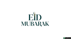 Eid Mubarak greeting with crescent moon isolated on transparent background (2)