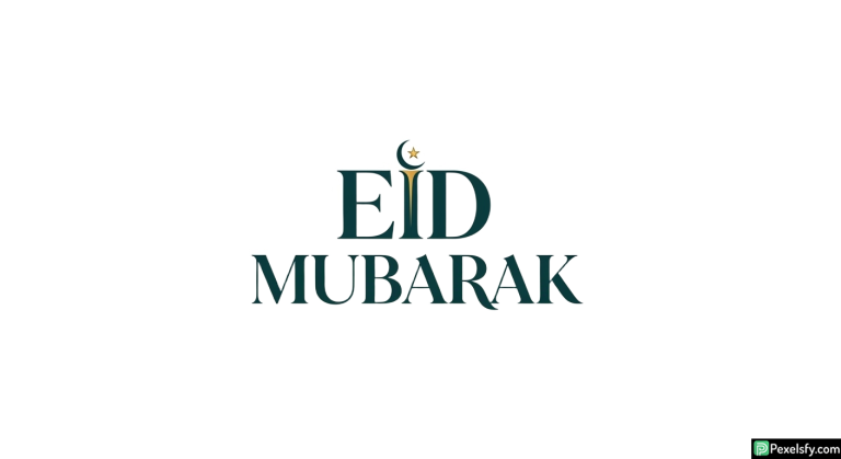 Eid Mubarak greeting with crescent moon isolated on transparent background (2)