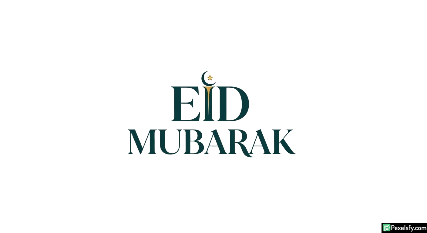 Eid Mubarak greeting with crescent moon isolated on transparent background (2)