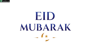 Eid Mubarak greeting with crescent moon isolated on transparent background