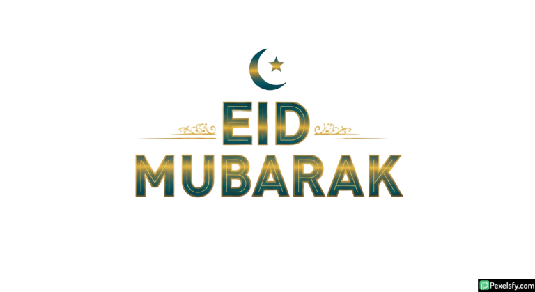 Eid Mubarak greeting with crescent moon isolated on transparent background (5)