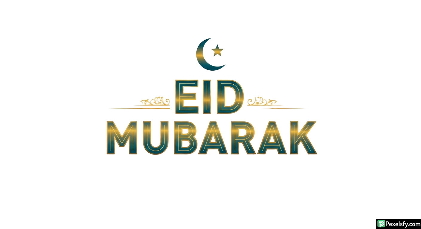 Eid Mubarak greeting with crescent moon isolated on transparent background (5)
