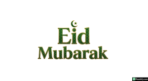Eid Mubarak greeting with crescent moon isolated on transparent background (9)