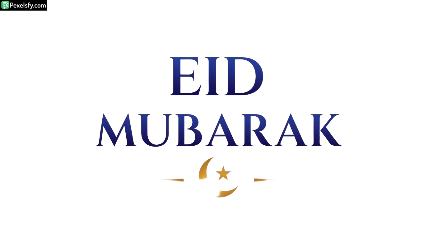 Eid Mubarak greeting with crescent moon isolated on transparent background