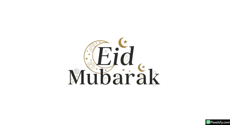 Eid Mubarak greeting with crescent moons and stars isolated on transparent background