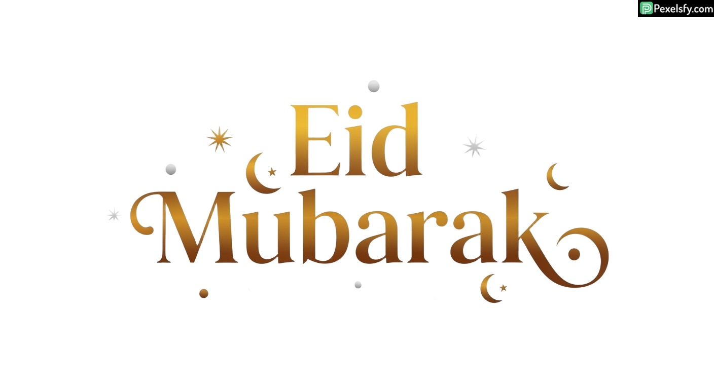Eid Mubarak greeting with crescent moons isolated on transparent background (1)