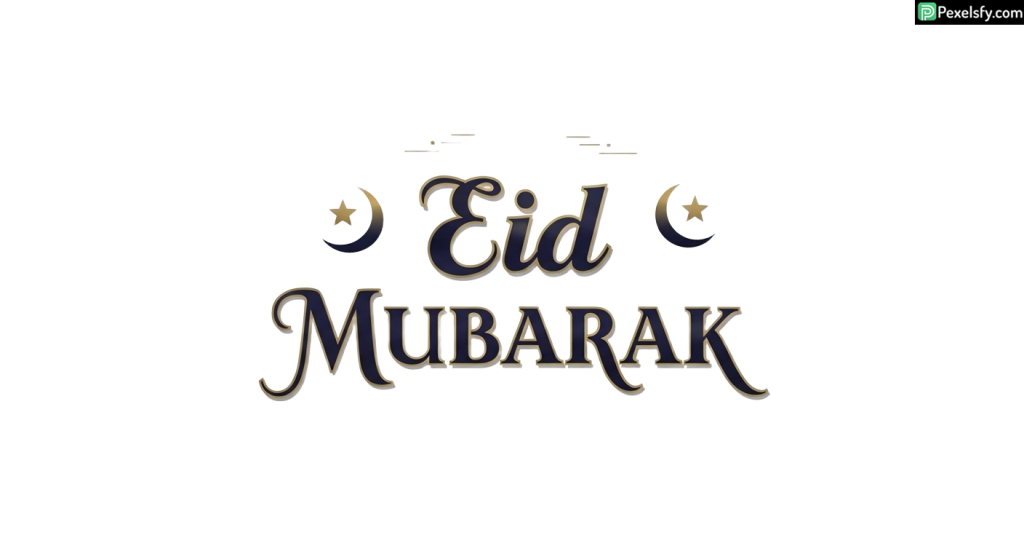 Eid Mubarak greeting with crescent moons isolated on transparent background