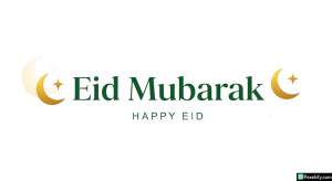 Eid Mubarak greeting with crescent moons isolated on transparent background (2)