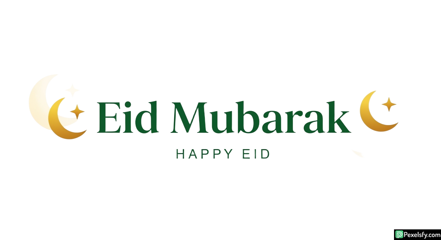 Eid Mubarak greeting with crescent moons isolated on transparent background (2)