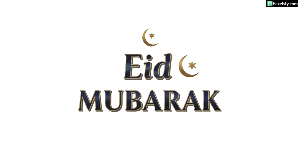 Eid Mubarak greeting with crescent moons isolated on transparent background (4)