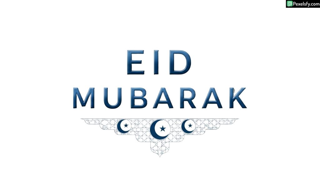 Eid Mubarak greeting with crescent moons isolated on transparent background (5)