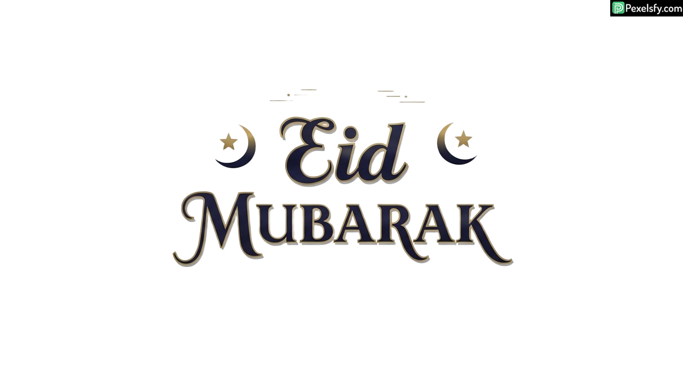 Eid Mubarak greeting with crescent moons isolated on transparent background