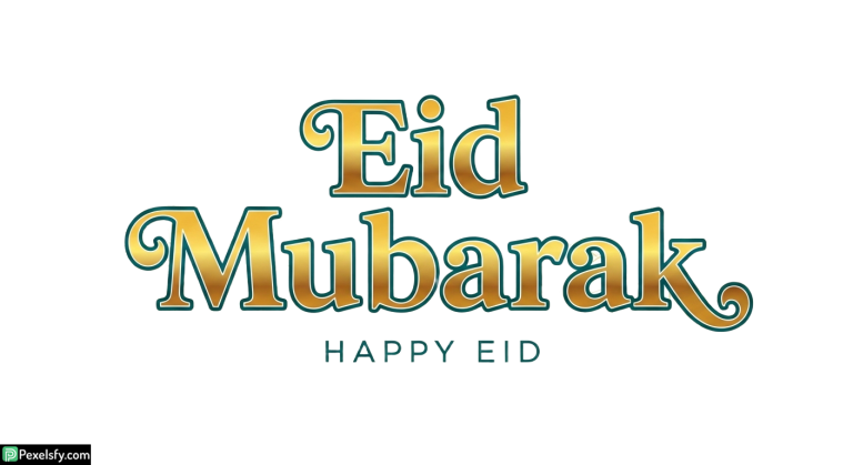 Eid Mubarak greeting with floral design isolated on transparent background