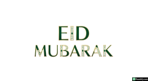 Eid Mubarak greeting with floral details isolated on transparent background