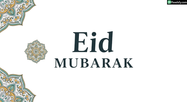 Eid Mubarak greeting with floral ornaments isolated on transparent background