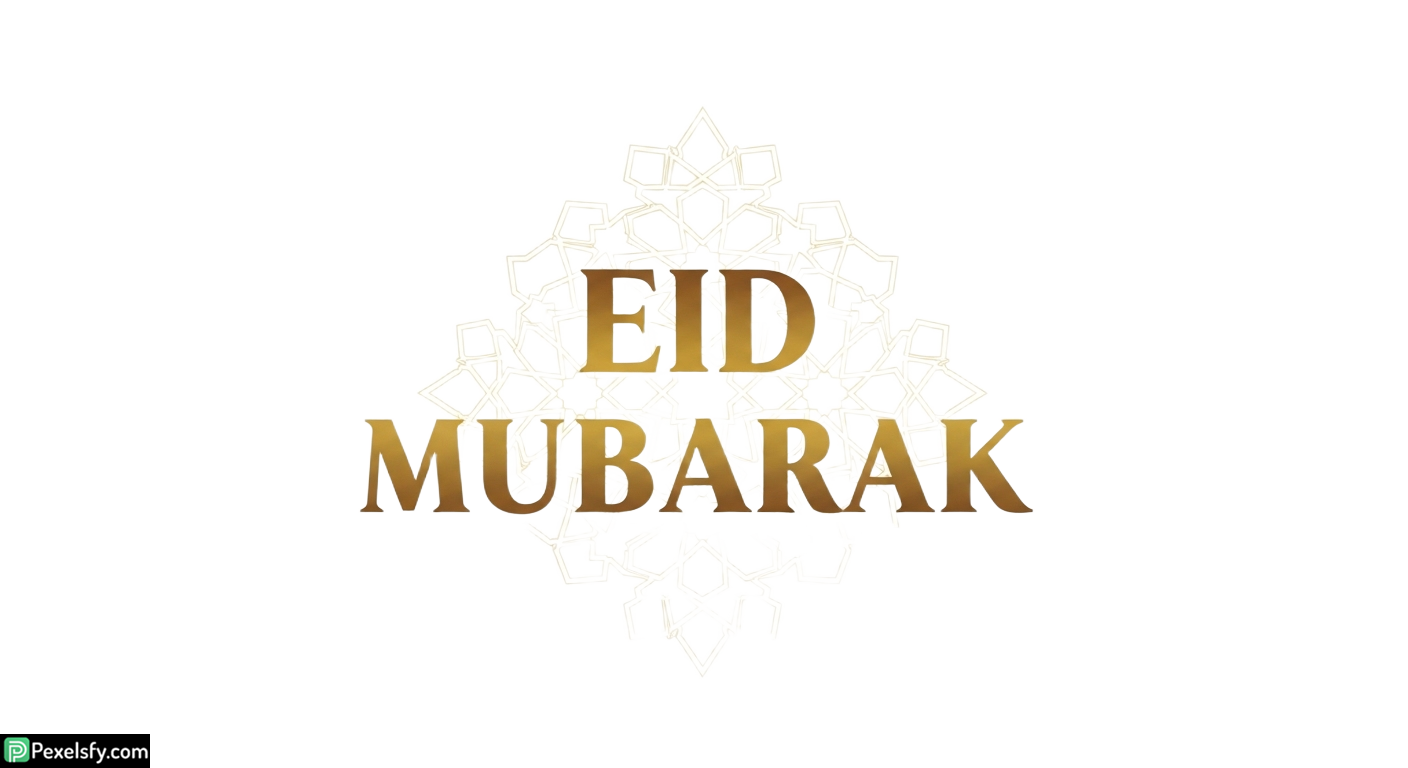 Eid Mubarak greeting with geometric ornament isolated on transparent background