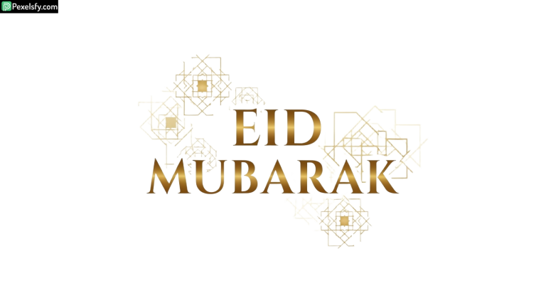 Eid Mubarak greeting with geometric patterns isolated on transparent background