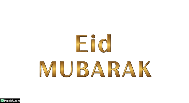 Eid Mubarak greeting with golden text isolated on transparent background