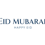 Eid Mubarak greeting with ornamental flourishes isolated on transparent background