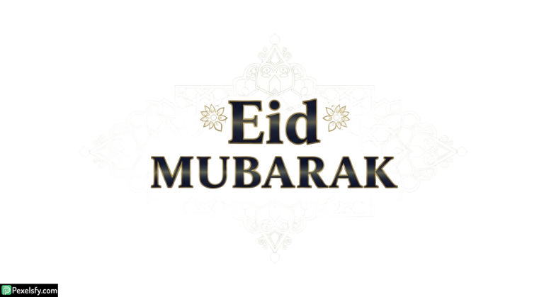 Eid Mubarak greeting with ornate background isolated on transparent background