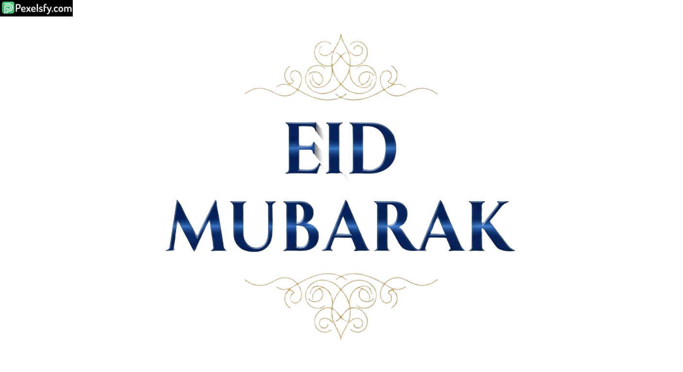 Eid Mubarak greeting with ornate details isolated on transparent background (2)