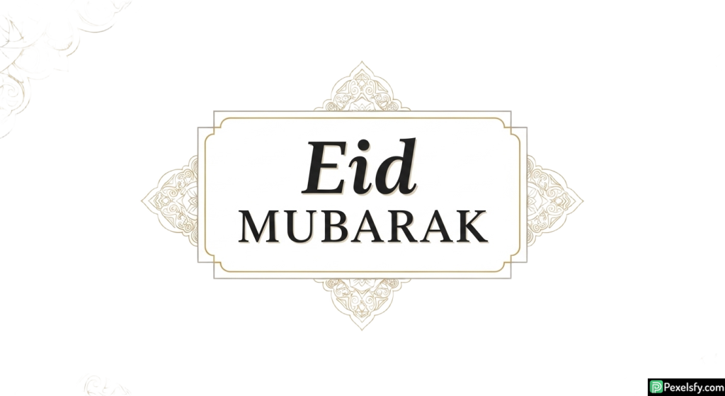 Eid Mubarak greeting with ornate frame isolated on transparent background