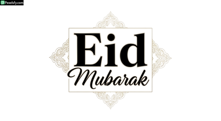 Eid Mubarak greeting with ornate frame isolated on transparent background (2)