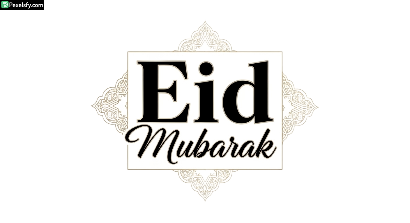 Eid Mubarak greeting with ornate frame isolated on transparent background (2)