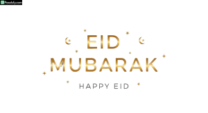 Eid Mubarak greeting with stars and crescent moons isolated on transparent background