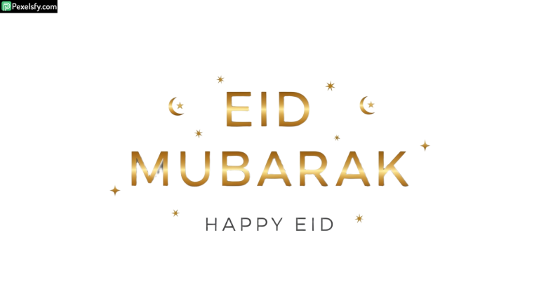 Eid Mubarak greeting with stars and crescent moons isolated on transparent background
