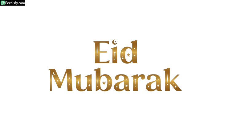 Eid Mubarak greeting with stars isolated on transparent background