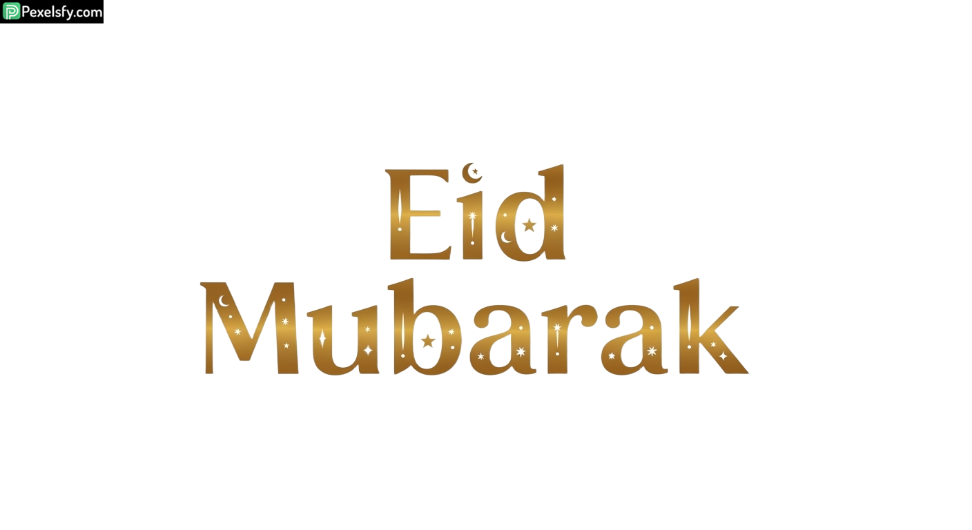 Eid Mubarak greeting with stars isolated on transparent background