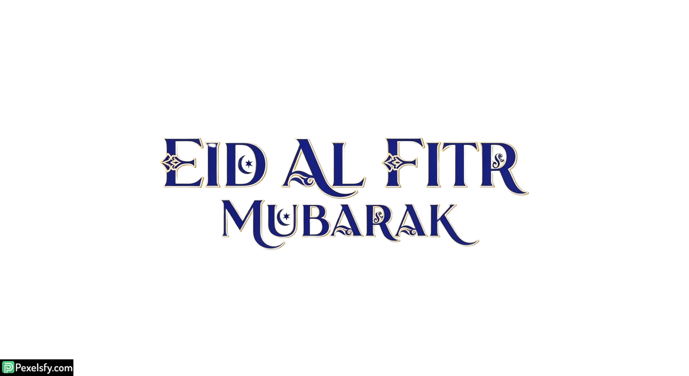Eid al Fitr Mubarak greeting calligraphy isolated on transparent background (2)
