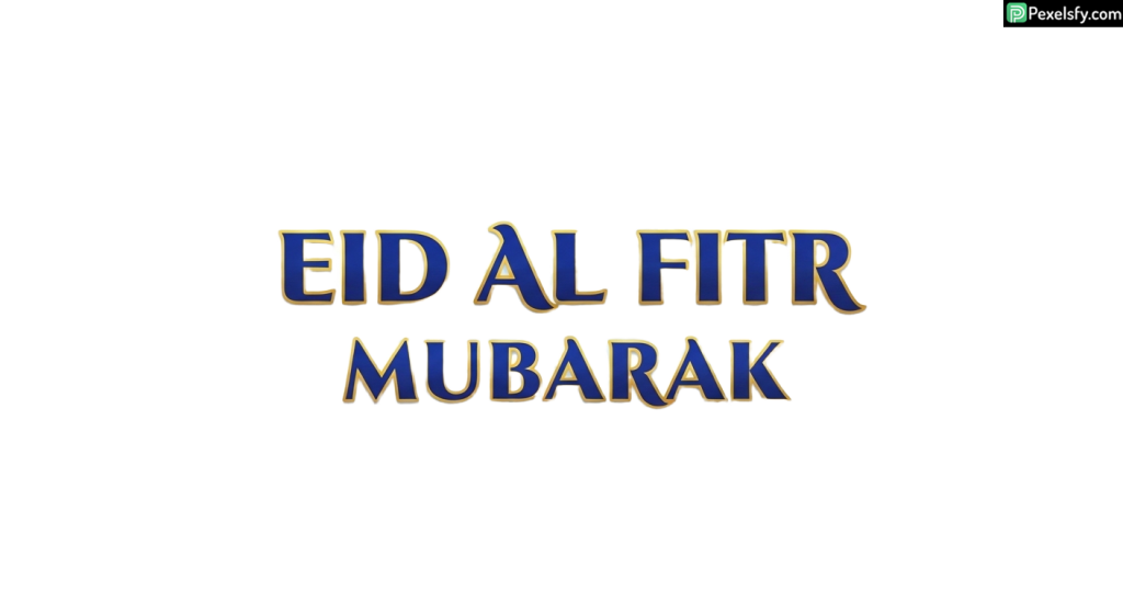 Eid al Fitr Mubarak greeting with ornamental details isolated on transparent background