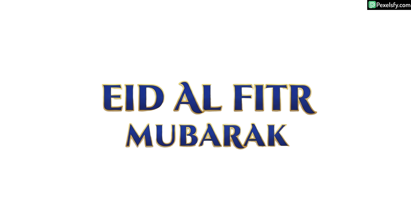 Eid al Fitr Mubarak greeting with ornamental details isolated on transparent background