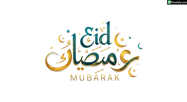 Eid al Fitr greeting calligraphy isolated on transparent background