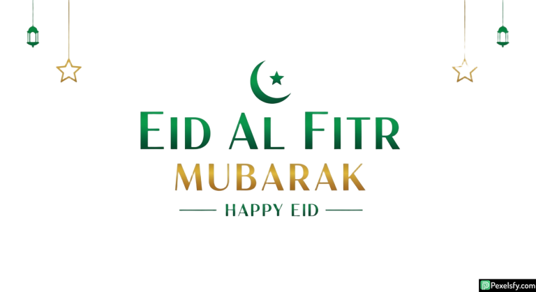 Eid al Fitr greeting with crescent moon and stars isolated on transparent background