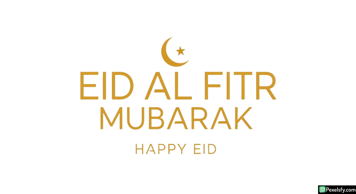 Eid al Fitr greeting with crescent moon isolated on transparent background (2)