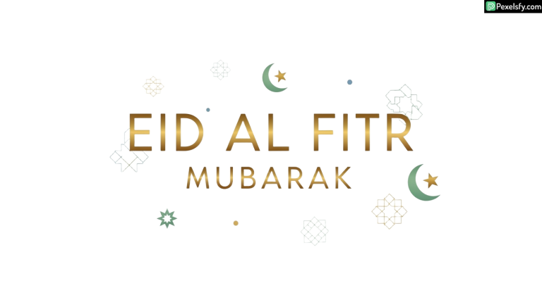 Eid al Fitr greeting with islamic motifs isolated on transparent background
