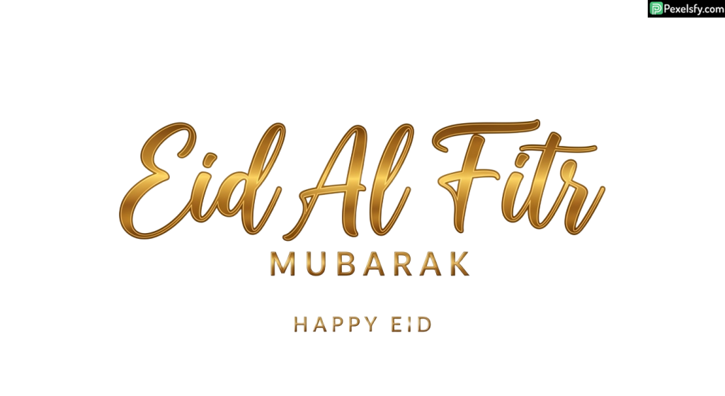 Golden Eid Al Fitr Calligraphy isolated on transparent background (1)