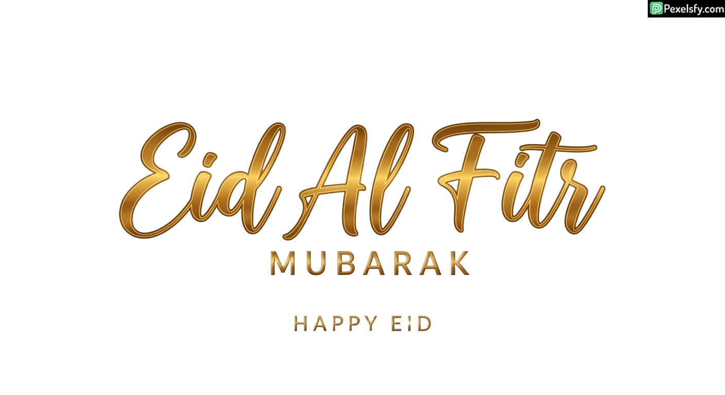 Golden Eid Al Fitr Calligraphy isolated on transparent background (1)