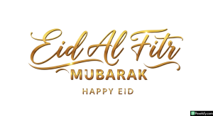 Golden Eid Al Fitr Calligraphy isolated on transparent background