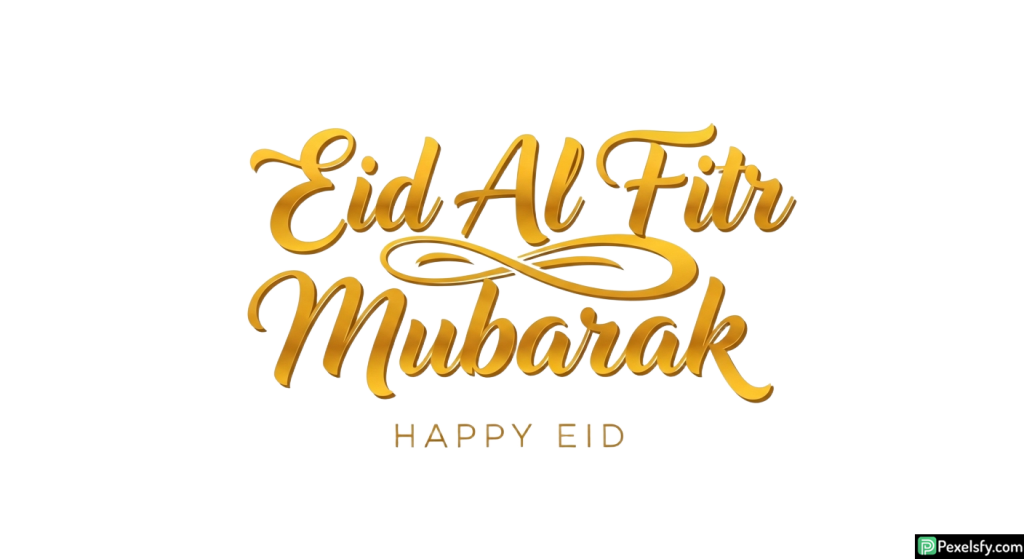 Golden Eid Al Fitr Mubarak Calligraphy isolated on transparent background (1)