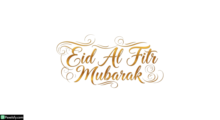 Golden Eid Al Fitr Mubarak Calligraphy isolated on transparent background (2)